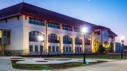 Schmitt Hall at twilight