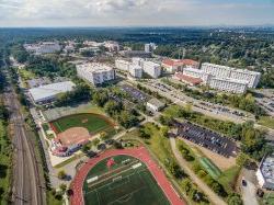 aerial shot of campus