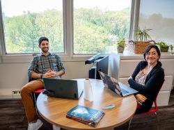 students sitting in office