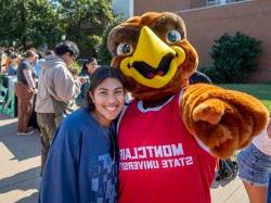 Montclair State University mascot and student