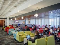 Student Center 3rd Floor Lounge with students