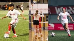 collage of womens soccer, volleyball and mens soccer stills